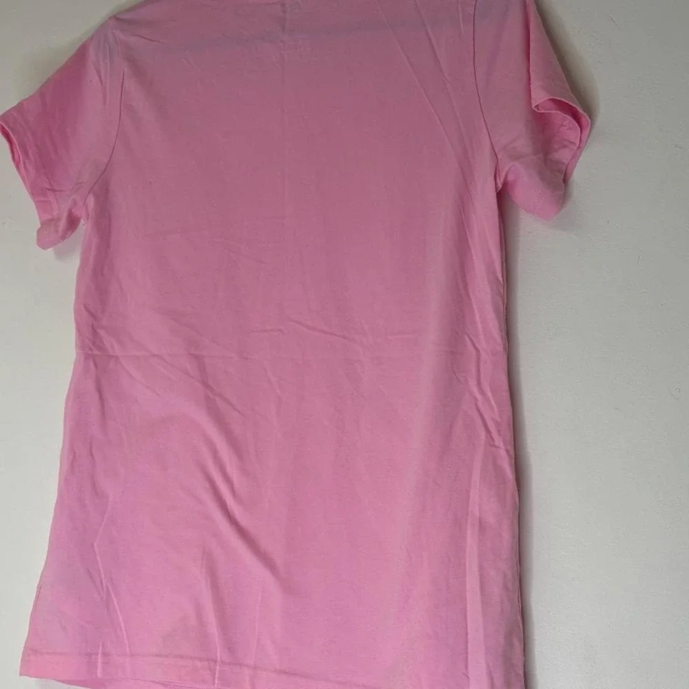 New Balance Pink Women Medium Logo Tee Athleisure Pilates Princess Sporty Y2K